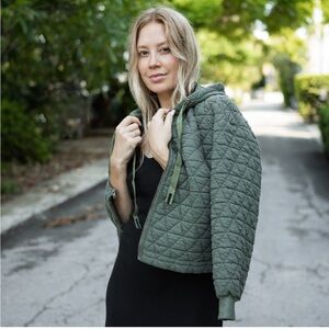 Stateside quilted hoodie, army green, XS